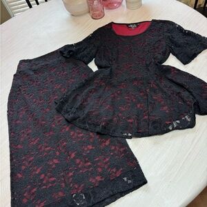 LuLaRoe Elegant Black and Red Lace Ivy/Emma